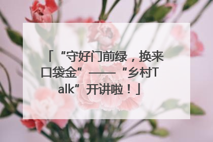 “守好门前绿，换来口袋金”——“乡村Talk”开讲啦！