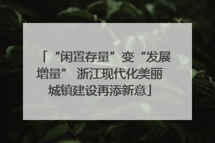 “闲置存量”变“发展增量” 浙江现代化美丽城镇建设再添新意