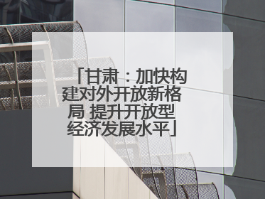 甘肃：加快构建对外开放新格局 提升开放型经济发展水平