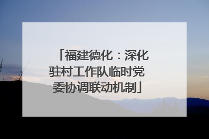 福建德化：深化驻村工作队临时党委协调联动机制