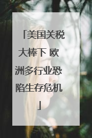 美国关税大棒下 欧洲多行业恐陷生存危机