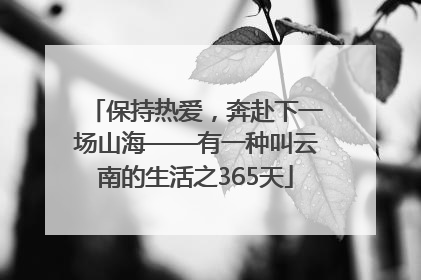 保持热爱，奔赴下一场山海——有一种叫云南的生活之365天