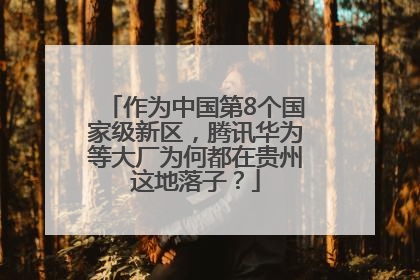 作为中国第8个国家级新区，腾讯华为等大厂为何都在贵州这地落子？