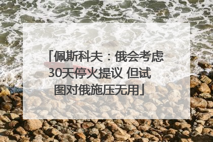 佩斯科夫：俄会考虑30天停火提议 但试图对俄施压无用
