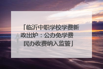 临沂中职学校学费新政出炉：公办免学费 民办收费纳入监管