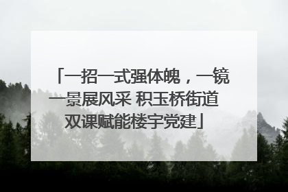 一招一式强体魄，一镜一景展风采 积玉桥街道双课赋能楼宇党建