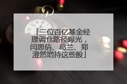 三位百亿基金经理调仓路径曝光，闫思倩、葛兰、郑澄然增持这些股