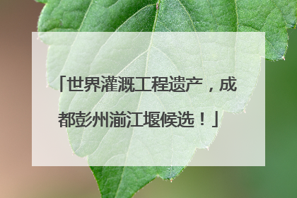 世界灌溉工程遗产，成都彭州湔江堰候选！