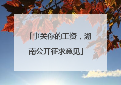 事关你的工资，湖南公开征求意见