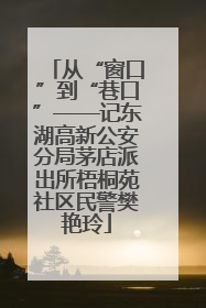 从“窗口”到“巷口”——记东湖高新公安分局茅店派出所梧桐苑社区民警樊艳玲