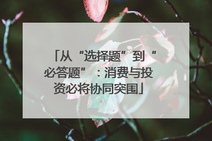 从“选择题”到“必答题”：消费与投资必将协同突围