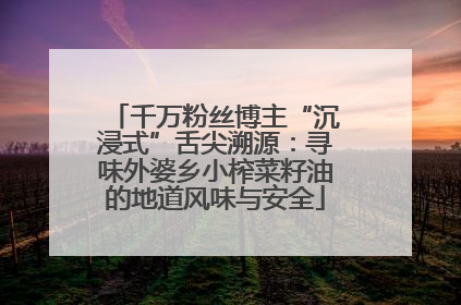 千万粉丝博主“沉浸式”舌尖溯源：寻味外婆乡小榨菜籽油的地道风味与安全