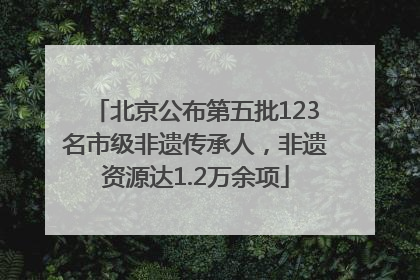 北京公布第五批123名市级非遗传承人，非遗资源达1.2万余项