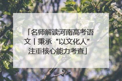 名师解读河南高考语文丨秉承“以文化人” 注重核心能力考查