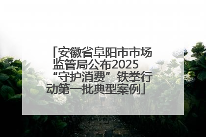 安徽省阜阳市市场监管局公布2025“守护消费”铁拳行动第一批典型案例