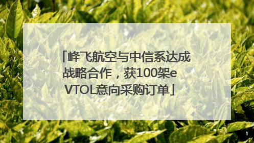 峰飞航空与中信系达成战略合作，获100架eVTOL意向采购订单