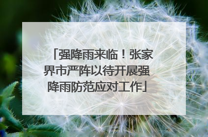 强降雨来临！张家界市严阵以待开展强降雨防范应对工作