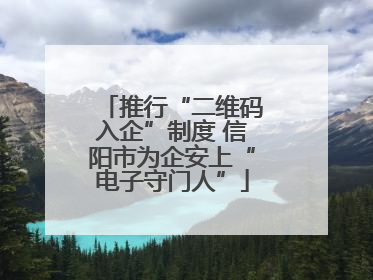 推行“二维码入企”制度 信阳市为企安上“电子守门人”