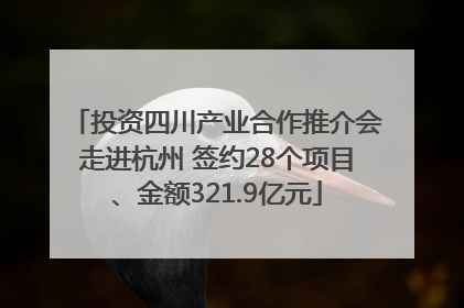 投资四川产业合作推介会走进杭州 签约28个项目、金额321.9亿元
