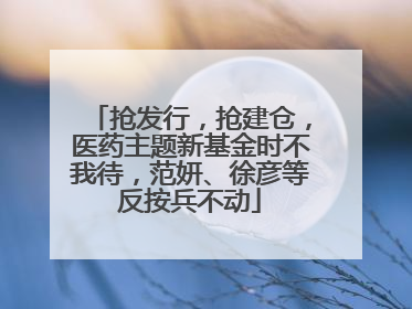 抢发行，抢建仓，医药主题新基金时不我待，范妍、徐彦等反按兵不动