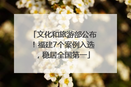 文化和旅游部公布！福建7个案例入选，稳居全国第一