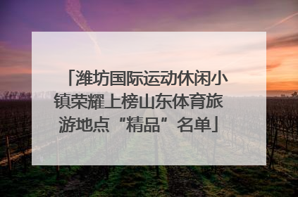 潍坊国际运动休闲小镇荣耀上榜山东体育旅游地点“精品”名单