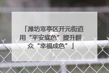 潍坊寒亭区开元街道用“平安底色”提升群众“幸福成色”