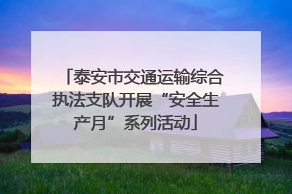 泰安市交通运输综合执法支队开展“安全生产月”系列活动
