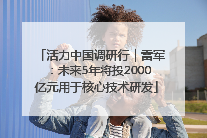 活力中国调研行｜雷军：未来5年将投2000亿元用于核心技术研发
