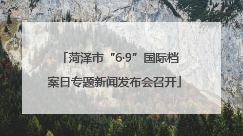 菏泽市“6·9”国际档案日专题新闻发布会召开