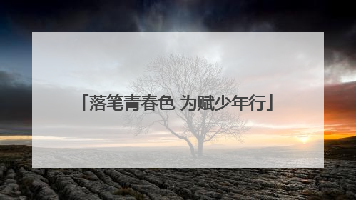 落笔青春色 为赋少年行