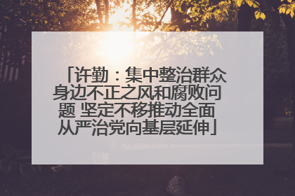 许勤：集中整治群众身边不正之风和腐败问题 坚定不移推动全面从严治党向基层延伸