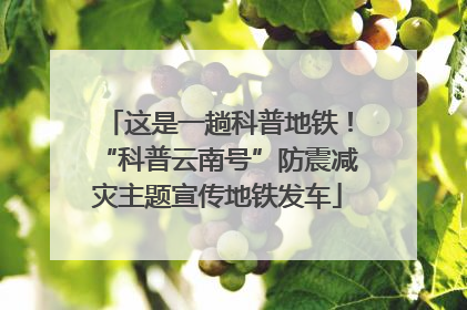 这是一趟科普地铁！“科普云南号”防震减灾主题宣传地铁发车