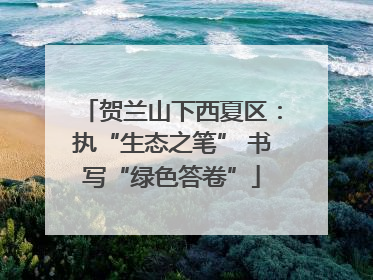 贺兰山下西夏区：执“生态之笔” 书写“绿色答卷”