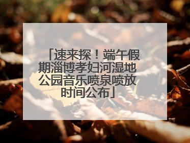 速来探！端午假期淄博孝妇河湿地公园音乐喷泉喷放时间公布