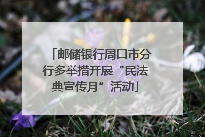 邮储银行周口市分行多举措开展“民法典宣传月”活动