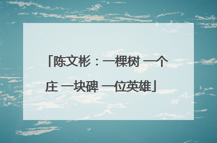 陈文彬：一棵树 一个庄 一块碑 一位英雄