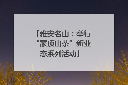 雅安名山：举行“蒙顶山茶”新业态系列活动
