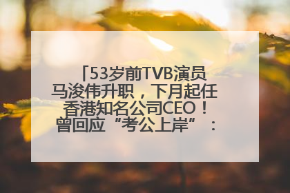 53岁前TVB演员马浚伟升职，下月起任香港知名公司CEO！曾回应“考公上岸”：真不是公务员